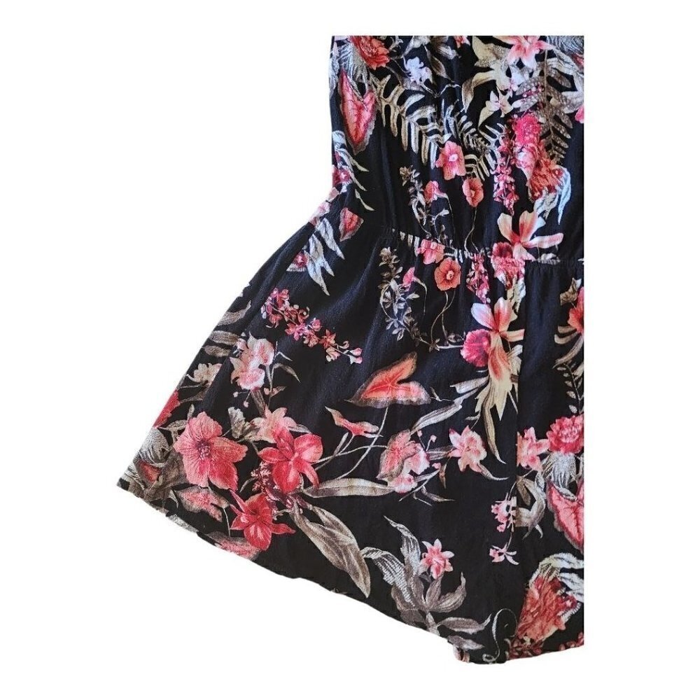 Lulus Wildwood Flower Black Tropical Print Off-the-Shoulder Romper Size M - Picture 3 of 10